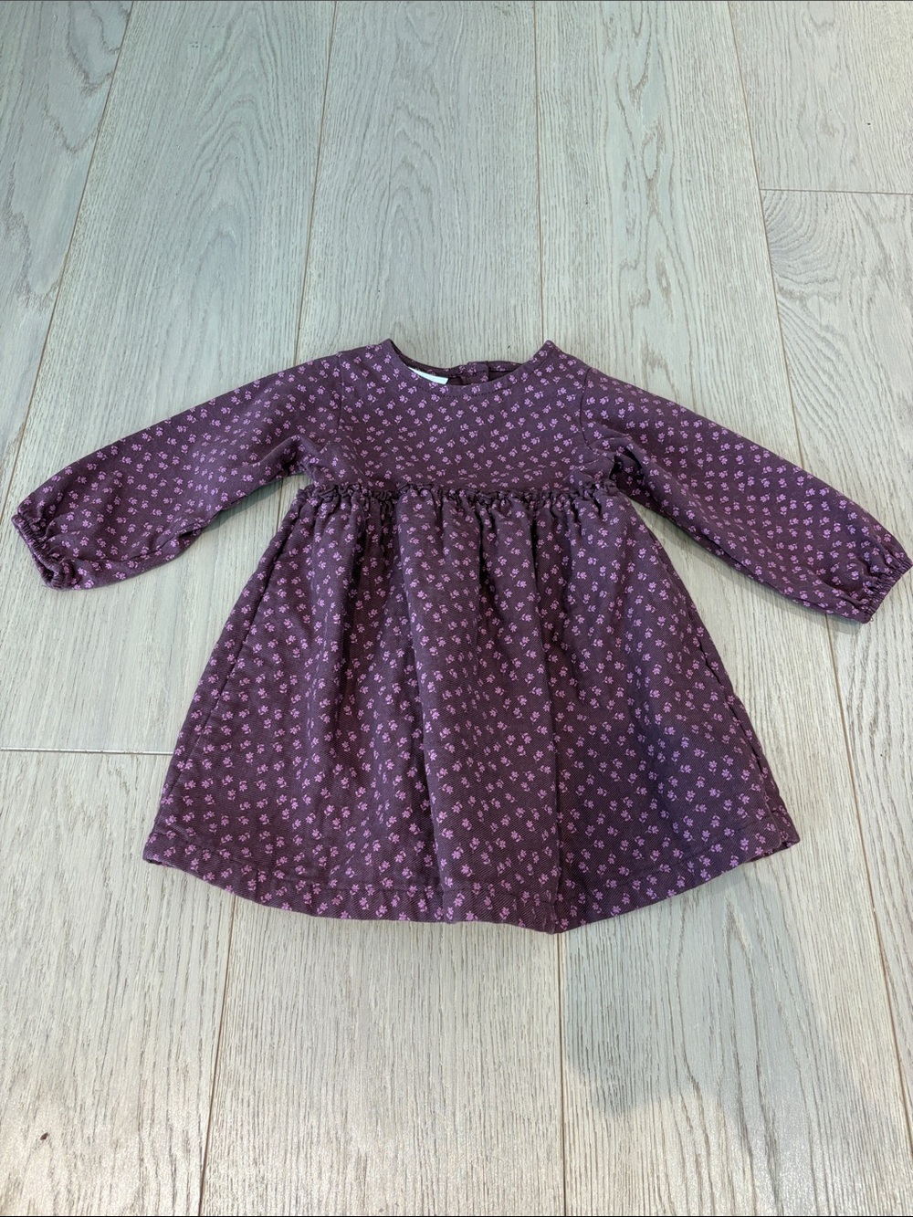 Zara Plum Floral Long-Sleeve Girls Dress